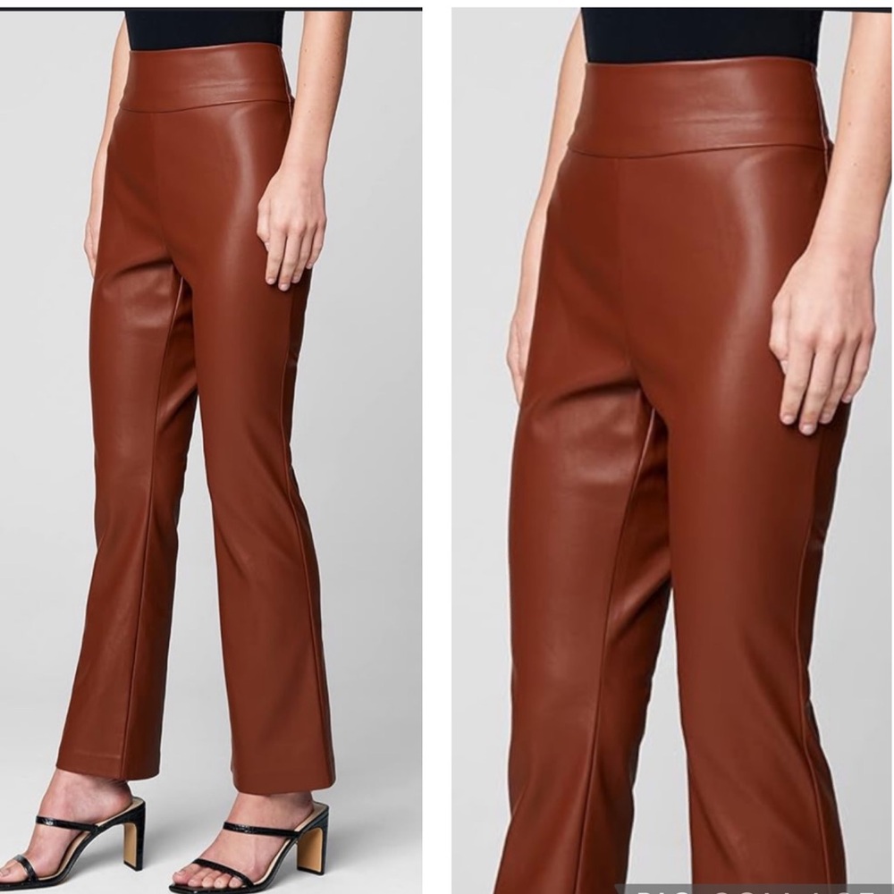 BLANKNYC brown vegan leather flared pants
